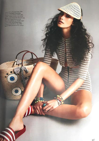 Dana Levy Neon Evil Eye Charm Pompom Maxi Friendship Bracelet featured in Elle Australia