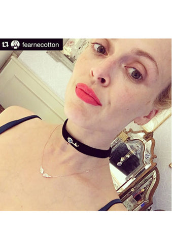 Fearne Cotton Wearing Dana Levy Diamante Evil Eye Lucky Charm Velvet Choker