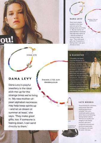 Grazia Magazine Featuring Dana Levy Peace Rainbow Bead Necklace