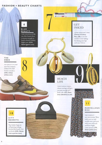 Grazia Magazine Featuring Dana Levy Midas Seashell Charm Trio Mini Hoop and Wire Earrings