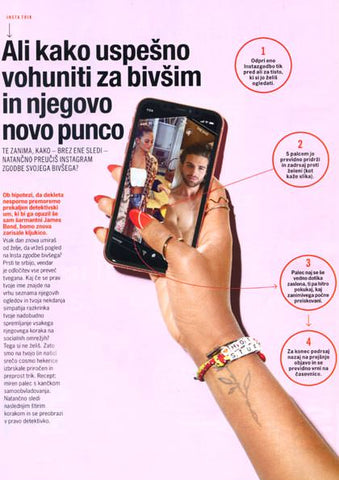 Cosmopolitan Slovenia Magazine Featuring Dana Levy Treasure Island Alphabet Charm Cord Bracelet.