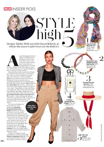 Hello! Magazine featuring Dana Levy Personalised Name Alphabet Gemstone Bead Bracelet