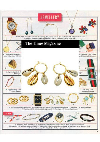 Times Magazine Christmas Gift Guide Featuring Dana Levy Midas Seashell Charm Hoop Earrings 