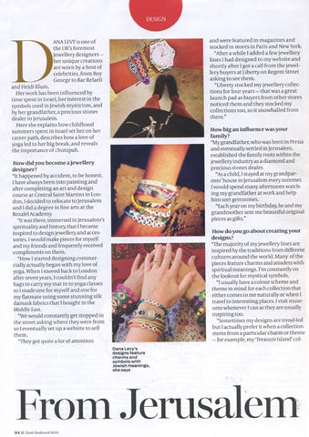 Jewish Chronicle JC Magazine Rosh Hashana Featuring Dana Levy Jewellery