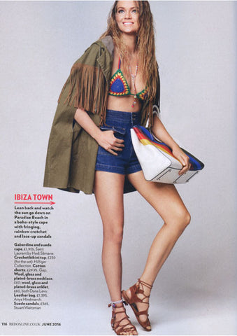 Red Magazine Dana Levy Lima Evil Eye Pompom Beaded Cord Necklace