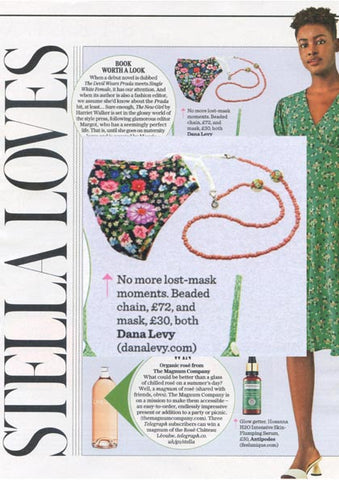 Stella Magazine Featuring Dana Levy Floral Meadow Face Covering and Retro Floral Face Covering Chain