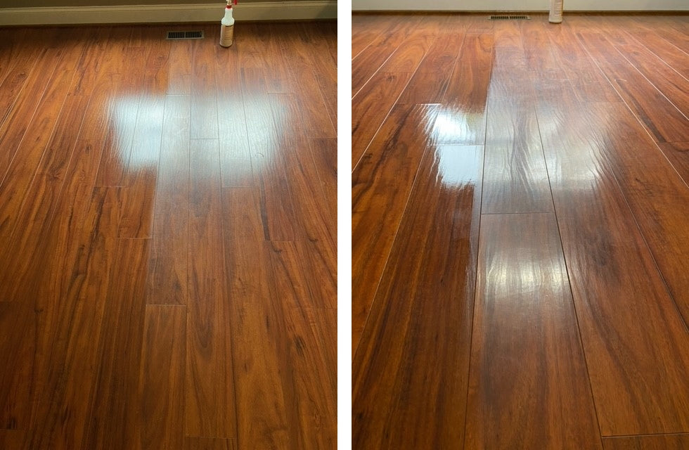 laminate floor half cleaned - 2 Angles