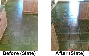 before and after of slate floor restoration