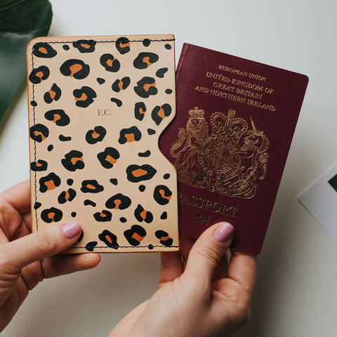 personalised leopard print passport holder create gift love