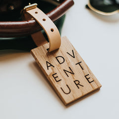 personalised wooden luggage tag adventure create gift love