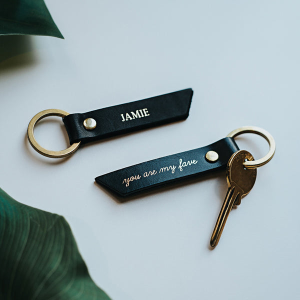 personalised leather initials keyring create gift love