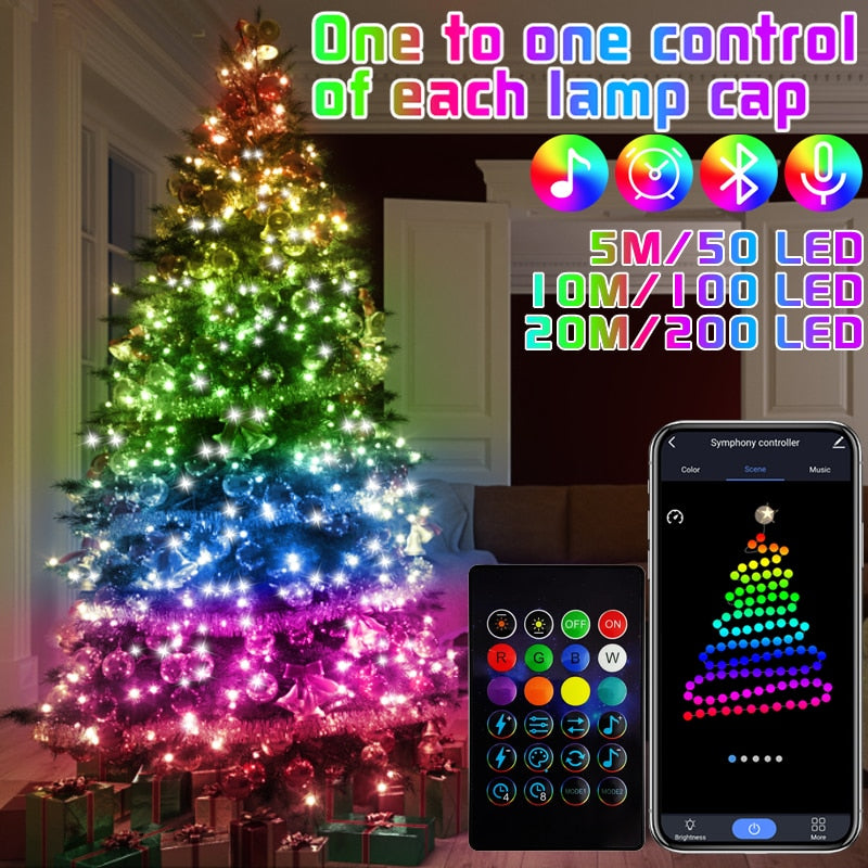 Abe Compose kiwi Christmas Tree Lights Smart Bluetooth Control USB LED String Lamp Outd – My  Store