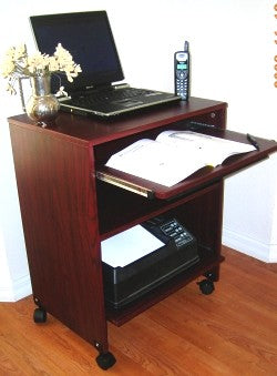 s2326-24" small computer desk with sliding keyboard shelf, mouse-tray and printer shelf