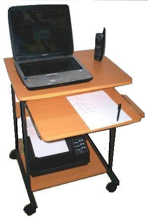 24" compact mobile laptop desk with keyboard tray & mouse tray