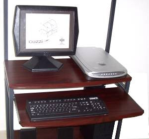 STS7801 Mobile Compact Computer Desk with keyboard Shelf & Hutch