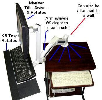 Wall Keyboard arm with LCD Monitor Bracket. Desk Monitor and Keyboard arm combo