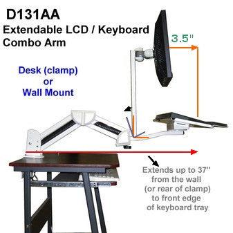 Desk and wall mountable LCD Monitor and Keyboard arm