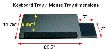 Dimensions: Slide in and out Under desk Ergonomic Keyboard Shelf w/Mouse Tray