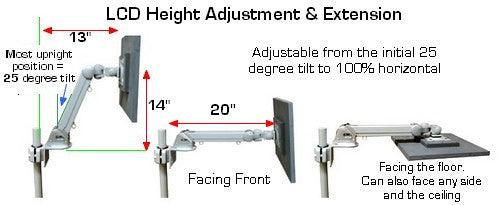 Adjustable TV Monitor Pole Clamp Arm VESA