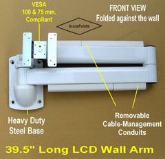 Fold Flat or Extend to 39.5 inches LCD Monitor TV Wall Arm for Hospital, Healthcare, Home in Bed use, Dental Practice