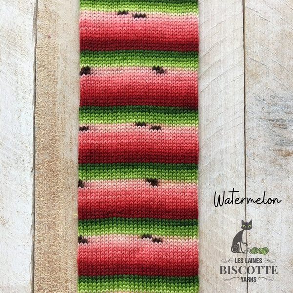 watermelon self-striping yarn