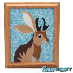 Felt Jackalope Portrait - Blue