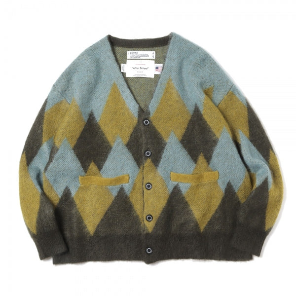 Argyle Mohair Knit Cardigan