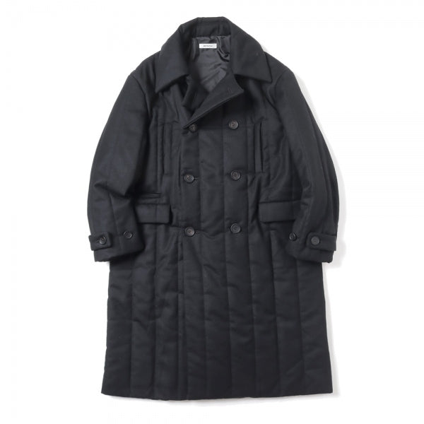 Wool Stripe Quilted Double-Breasted Coat | angeloawards.com