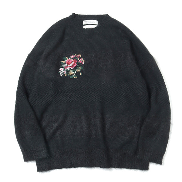 Flower Cross Embroidery Border Knit (21AW K-1) | DAIRIKU