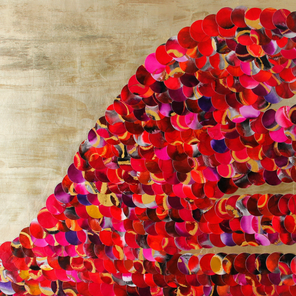 Sunset Over the Red Cliffs Abstract Mixed Media Gold Lust Painting
