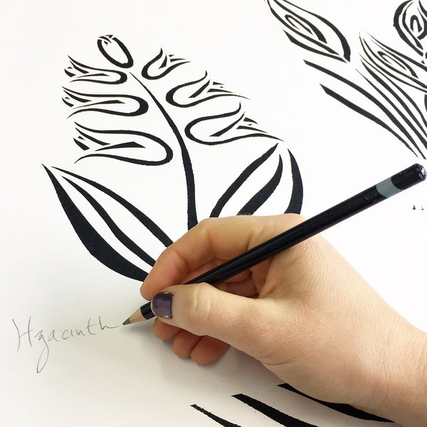 Original Handmade Floral Monochrome Screenprint Limited Edition Flower Artwork - Nigella Pods - 1