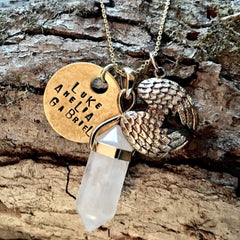 crystal quartz pendant necklace with name personalization