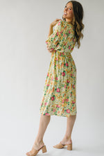 The Bearden Tie-Front Floral Midi Dress in Light Yellow