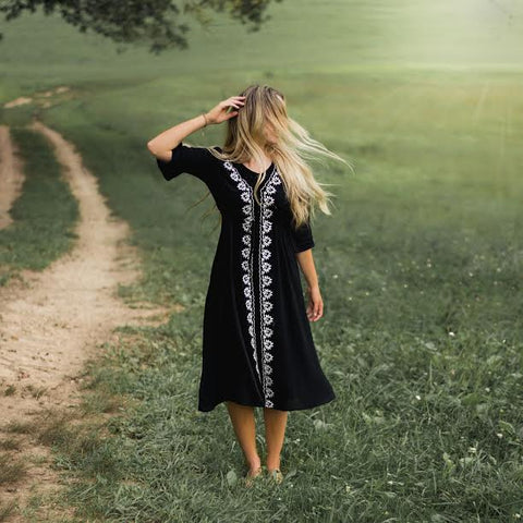The black Cocinera Dress by Piper & Scoot