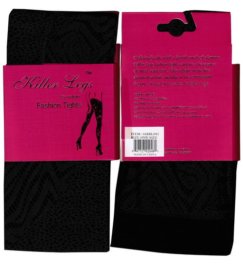 Lady's Black Rings Design Fashion Tights