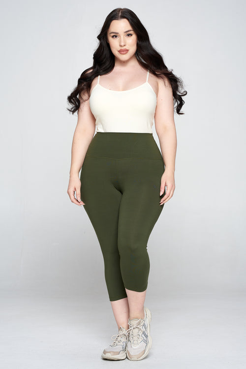 Plus Size High-Rise Essential Capri Leggings