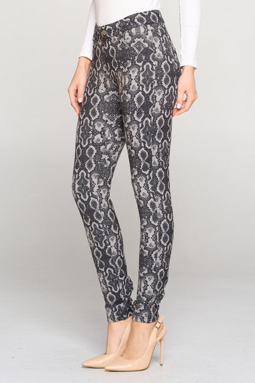 Bold Snakeskin Jeggings with Belt Loops