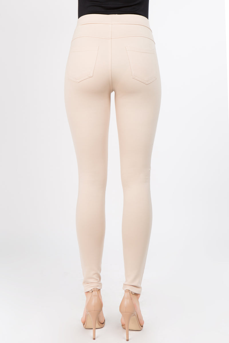 nude high rise ponte pants 