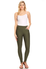 green ponte pants for women with pockets