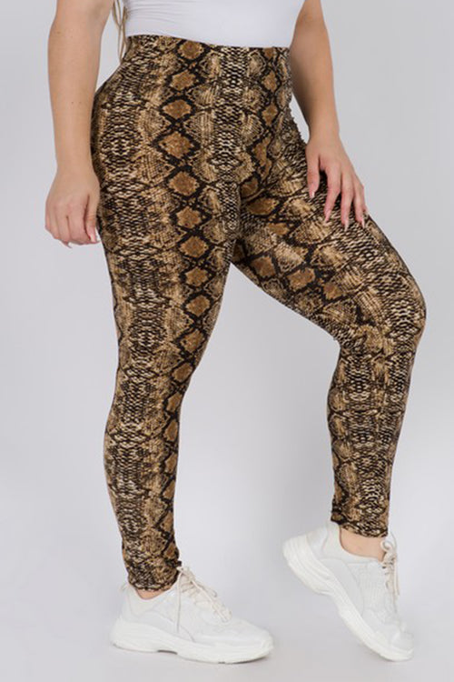 Plus Size Snakeskin Print Leggings