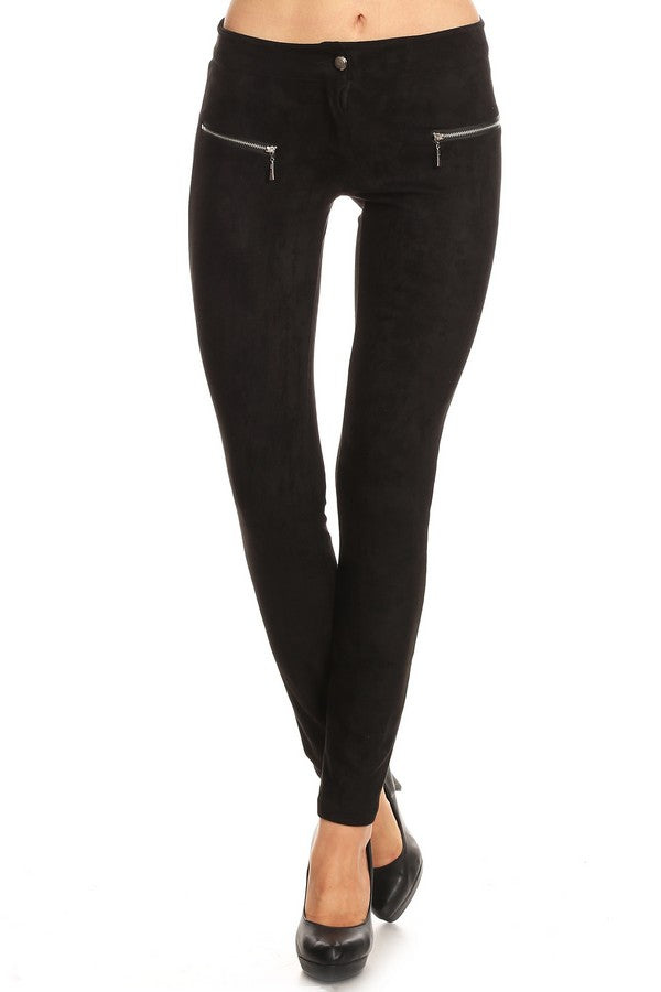 black faux suede skinny pants 