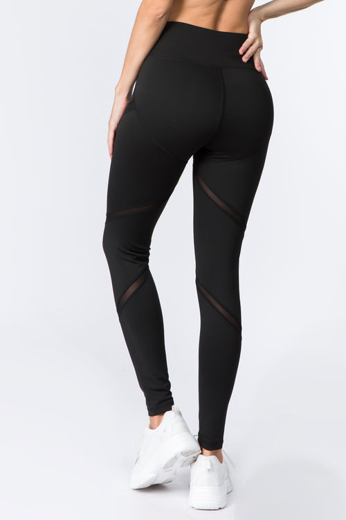 black yoga mesh tights for women