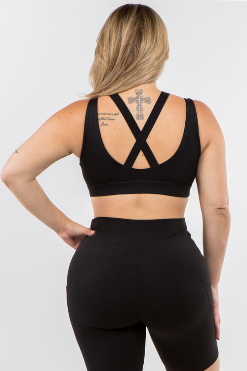 Plus Size Strappy X Back Active Sports Bra