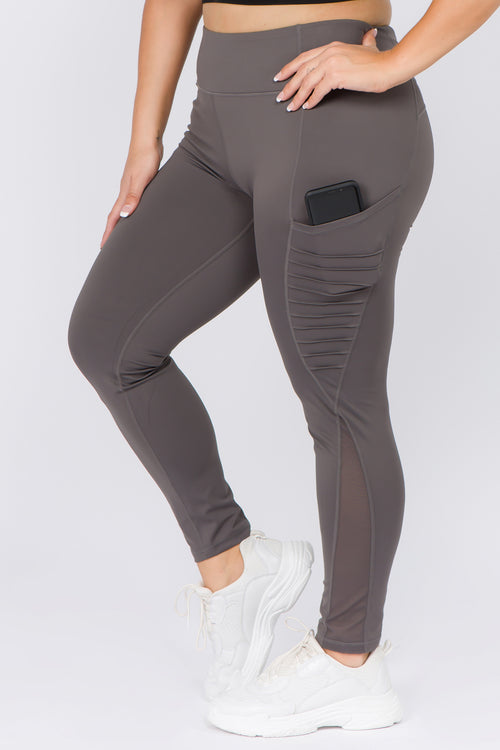 Plus Size Active Moto & Mesh Pocket Leggings