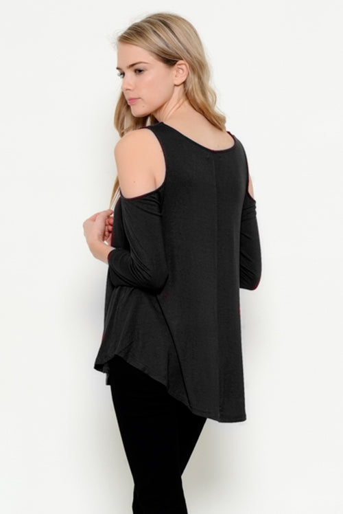 Cool & Casual Cold Shoulder Knit Top katambra