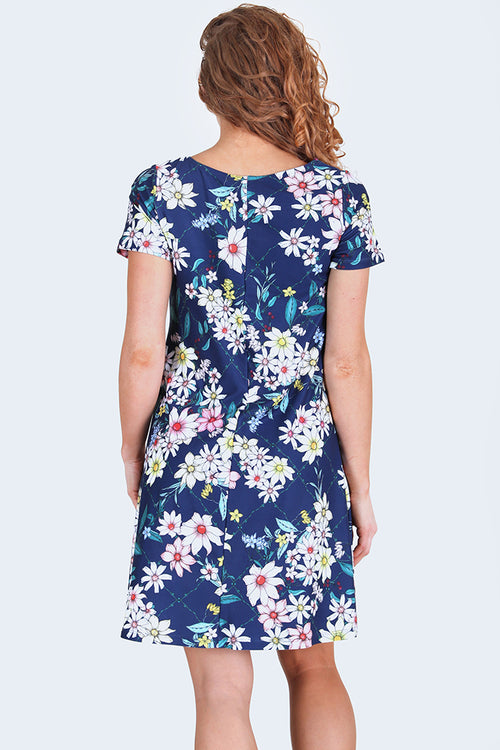 Fresh as a Daisy Short Sleeve Skater Dress with Pockets