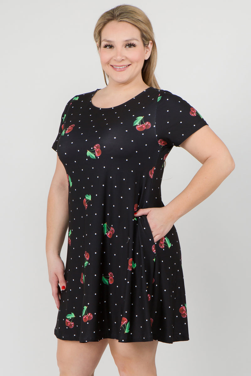 Plus Size Sweet Summer Cherry Print Dress katambra