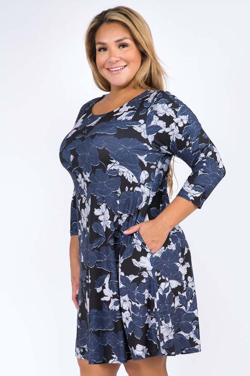 Plus Size Midnight Floral Blossom Dress