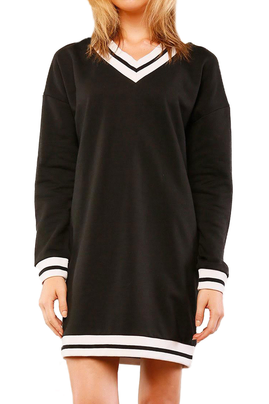 Varsity V-neck Sweatshirt Dress Timing