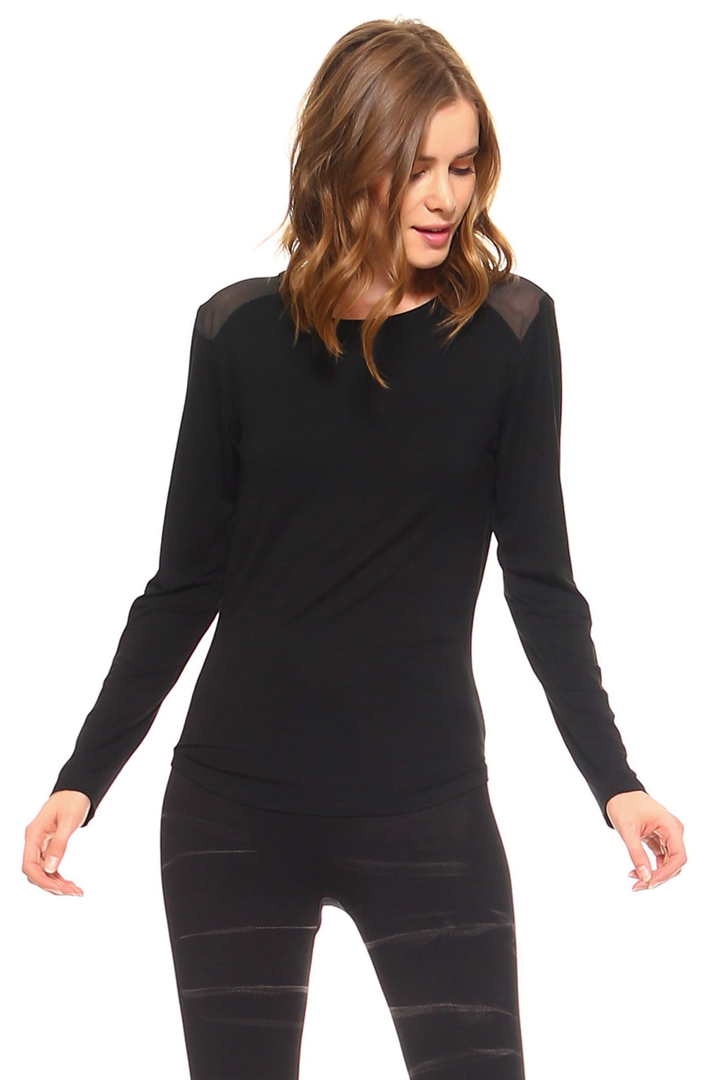 Show Some Mesh Long Sleeve Knit Top katambra